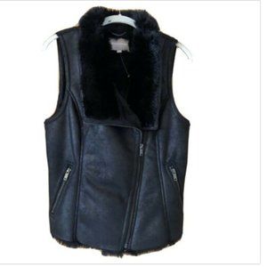 Banana Republic Faux Suede Fur Asymmetric Zipper S